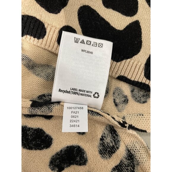 INC International Concepts Sweater Size XL Leopard V Neck Tan Black Animal Print - Picture 7 of 8